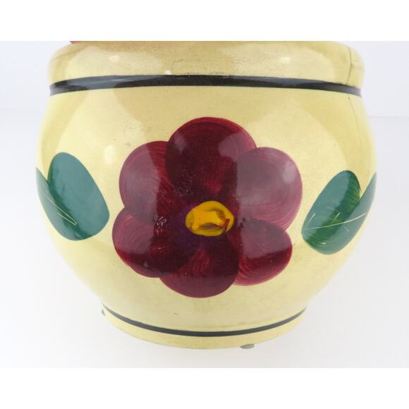 Vintage RRP Co Roseville Ohio Pottery 8" Jardiniere Planter Red Flower Stoneware - Picture 13 of 13